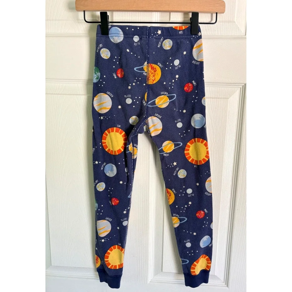 Hanna Andersson Pajamas Size 6-7 Blue Solar System Planets Long John PJ Set